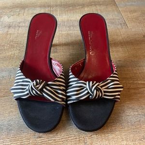 Black and White Striped Salvatore Ferragamo heels